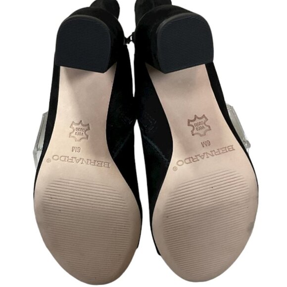 NEW Bernardo Heidi Lace Up boot Heeled Bootie Black Leather open toe & heel zip - Picture 5 of 6